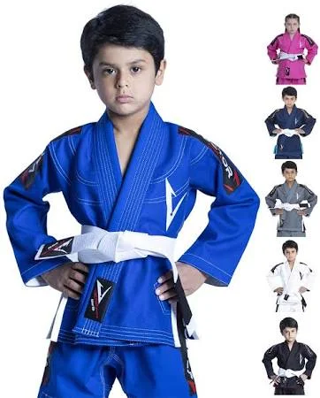 (C0, White) - Vector Sports Kids Brazilian Jiu Jitsu BJJ Gi with Free White Belt 100% Cotton Pearl Weave Kimono Ultra Lightweigh
