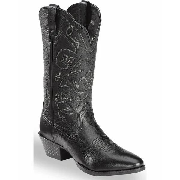 Ariat Women's Heritage Western R Toe Boot - 12 - Black Deertan