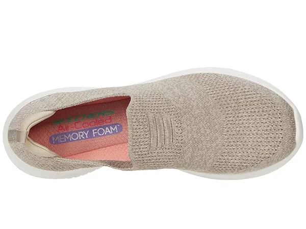 Skechers Women's Ultra Flex Harmonious Slip on Sneaker, Taupe