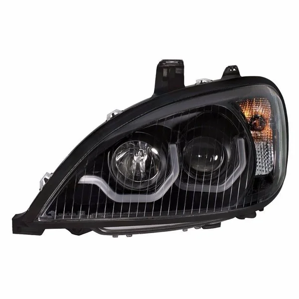 Freightliner Columbia Projection Headlight w/ Dual LED Light - Blackout - Driver