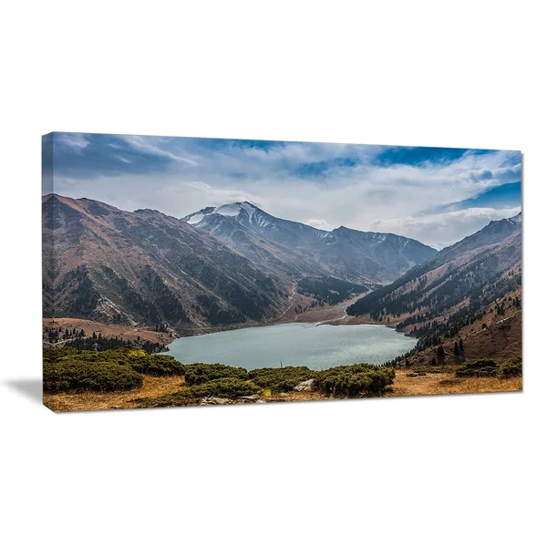 Designart 'Mountain Lake Under Blue Sky' Photographic Print on Wrapped Canvas