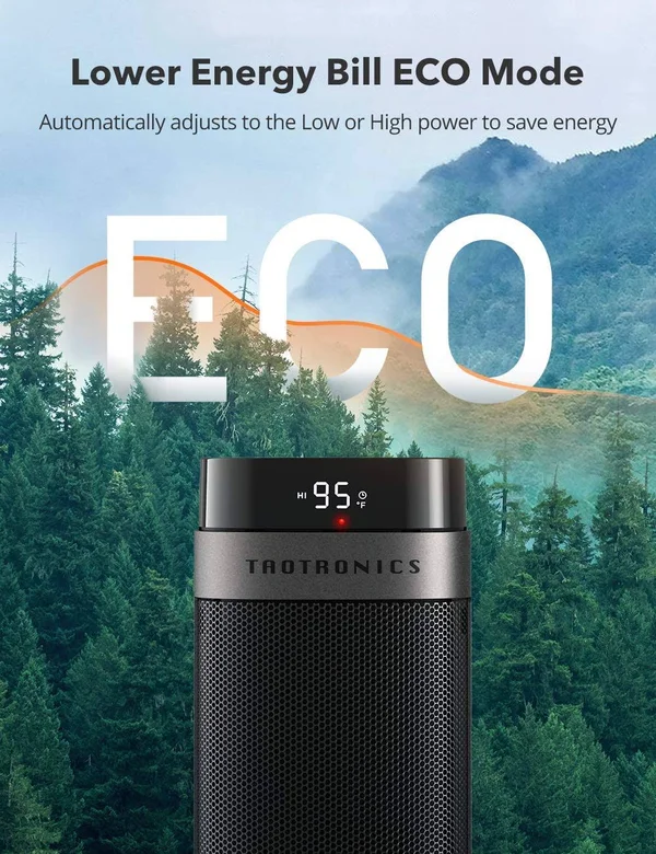 TaoTronics PTC Space Heater, 1500W Fast HEATING Ceramic, 24” High Tower Heater