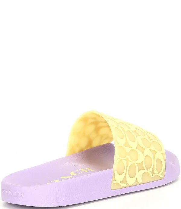 Coach Women's Udele Sport Pool Slides - Periwinkle/ Chalk