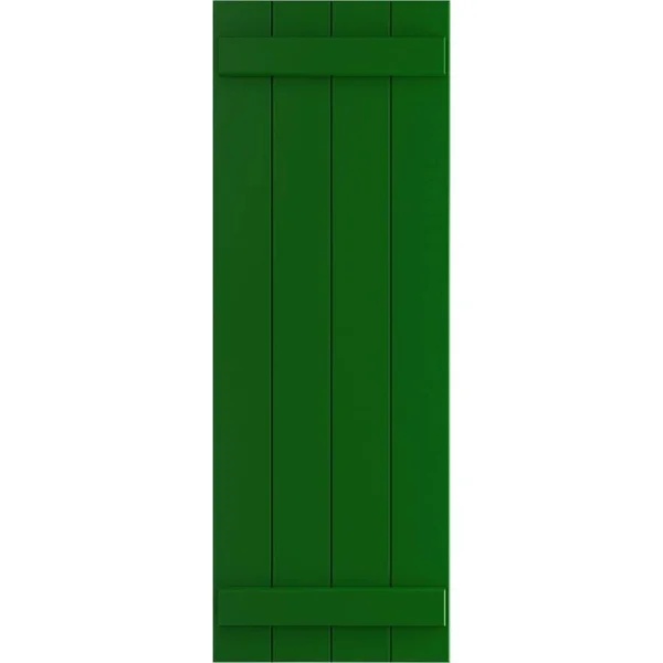 Ekena Millwork CWB18X037CGC 18x22W x 37x22H Exterior Five Board (2 Batten) Composite Board-n-Batten Shutters (Per Pair), Chrome