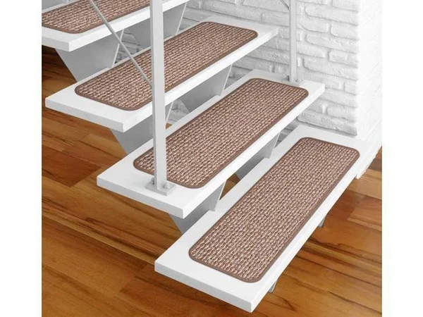 Set of 15 Adhesive Carpet Stair Treads - Praline Brown - 8 in. x 23.5 in.