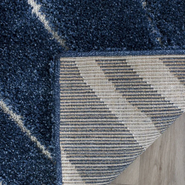 Safavieh Florida Shag Dark Blue/Cream 6 ft. 7 in. x 6 ft. 7 in. Square Area Rug