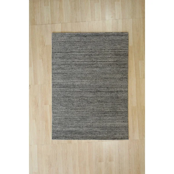 EORC Handmade Wool Dark Grey Contemporary Transitional Rome Rug, 5' x 7'