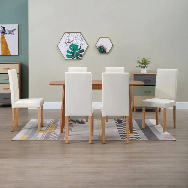 vidaXL Dining Chairs 6 Pcs Cream Faux Leather 277230