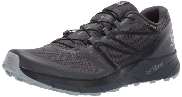 Salomon Sense Ride 2 GTX Invisible Fit Trail Running Shoe - Men's Ebony/Black/Quarry - US 7.5/UK 7.0