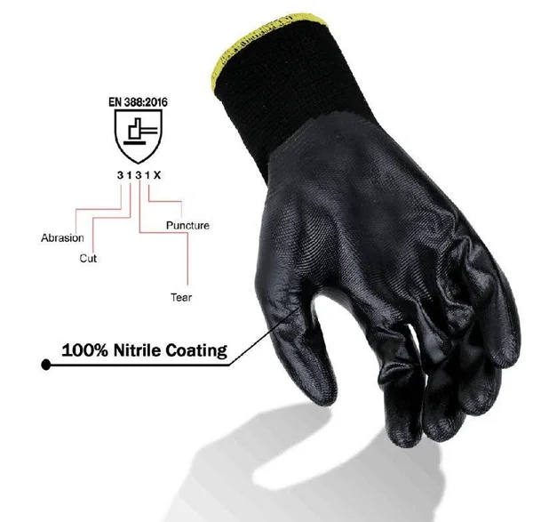 Nylon Knit Smooth Nitrile Coating Multi-functional Gloves 10(XL) - 120 Pairs