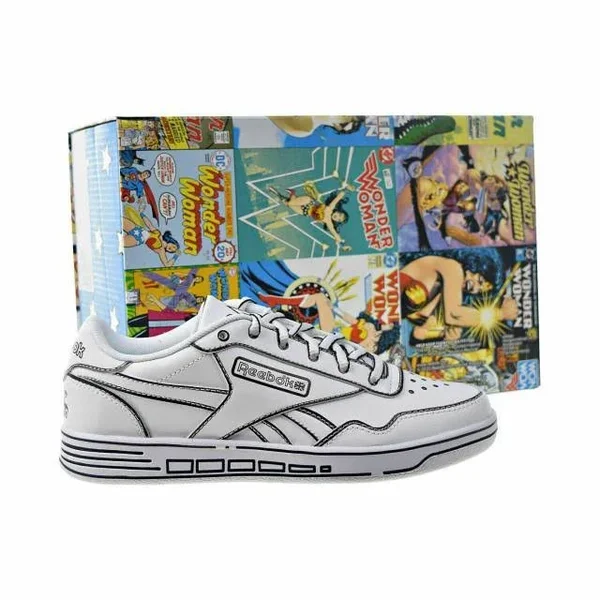 Reebok Club Memt Leather-Trim Sneaker, White/Black, 9.5