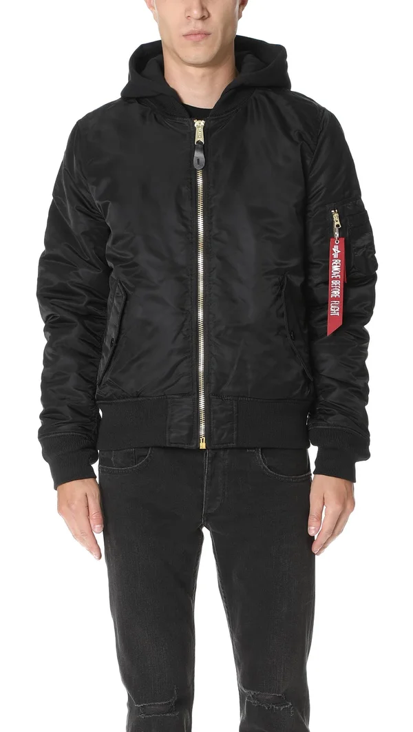 MA-1 Natus Bomber Jacket, Black/New Silver Lining, Xs, Alpha Industries