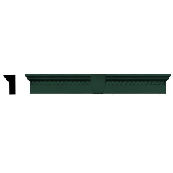 Builders Edge 060020643122 43 5/8x22 x 6x22 Classic Dentil Window Header 122, Midnight Green