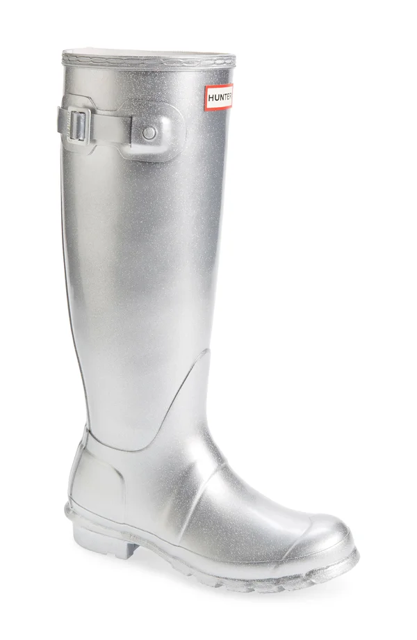 Women's Original Tall Cosmic Glitter Rain Boots Silver - US 7