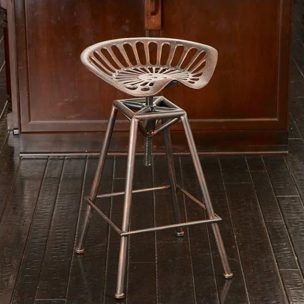 Noble House 26x22 Lawrence Saddle Bar Stool in Copper and Silver