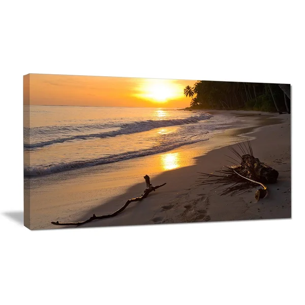Design Art Palm Trees on Background at Sunset X-Large Seascape Art Canvas - 32x16x22
