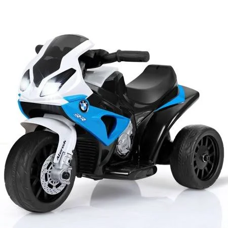Gymax Kids Ride on Motorcycle BMW Licensed 6V Electric 3 Wheels Bicycle w/ Musicu0026Light - Blue