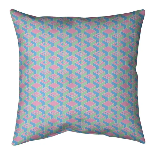 Blue Color Contrast Skyscrapers Pattern Throw Pillow - 18 x 18 - Blue & Red - Polyester