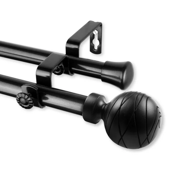 Rod Desyne Arman 13/16x22 Double Curtain Rod Extends - Black