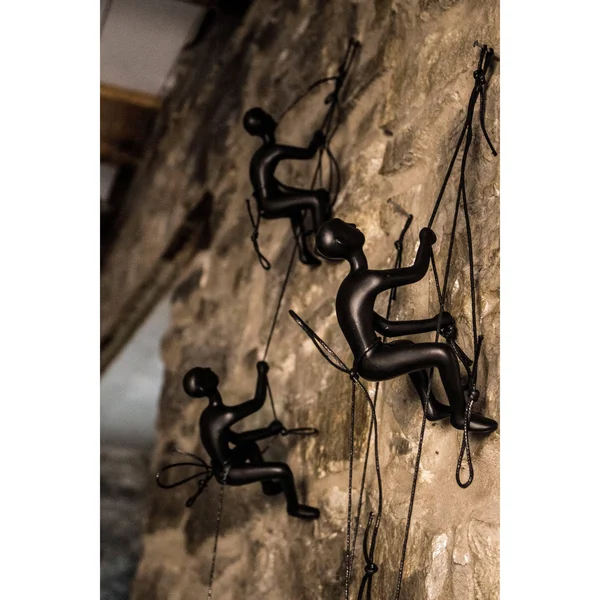 Black Climbing Man Wall Art - Pack of 4