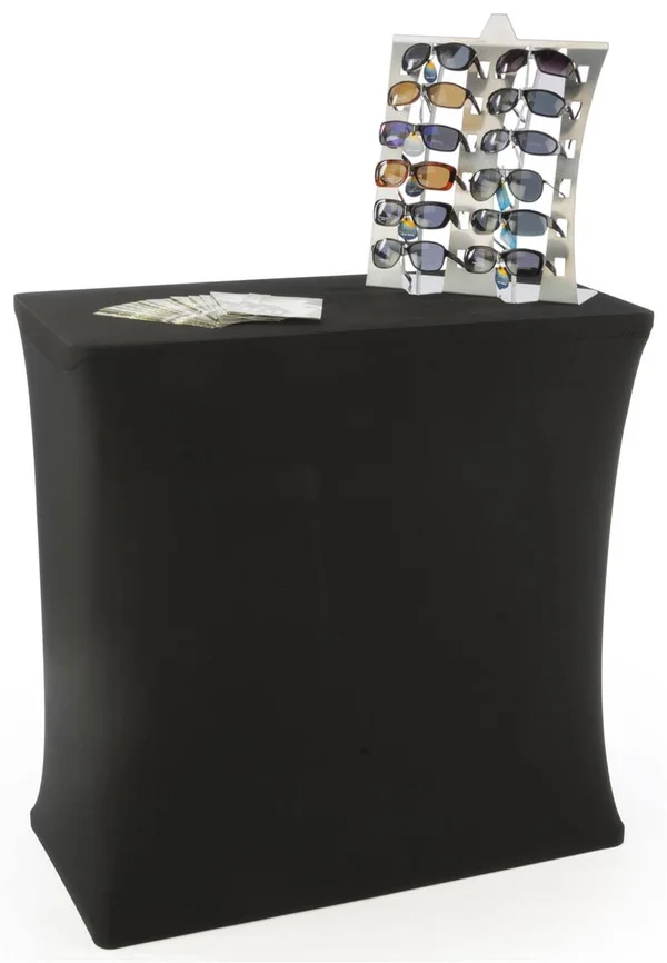 Portable Trade Show Counter Kiosk with Pop Up Stand - 38x22W x 38.5x22H, Stretch COVER, Wheeled Case