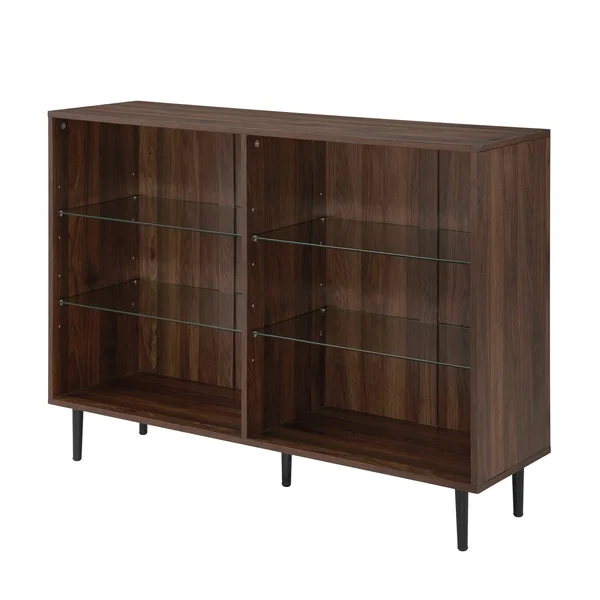 34x22 4 Shelf Mid Century Modern Bookshelf Dark Walnut - Saracina Home
