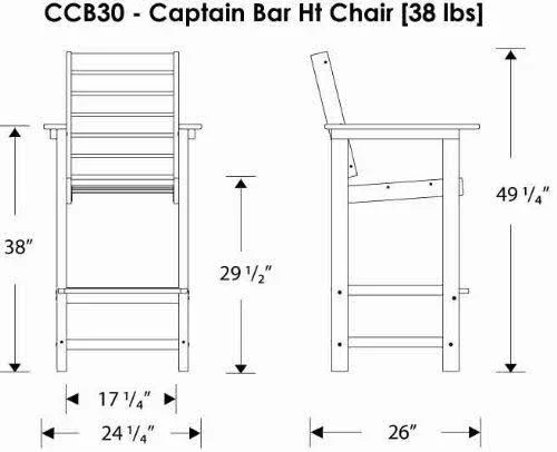 POLYWOOD Captain Bar Chair - Mahogany