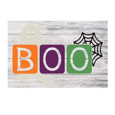 Happy Halloween Boo Rustic Metal Sign - 12 inch x 8 inch - Men's