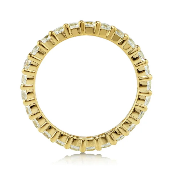 BERRICLE Gold Flashed Sterling Silver Cubic Zirconia CZ Anniversary Wedding Eternity Band Ring Size 5 - Holiday Gift