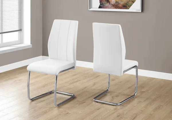 Monarch Dining Chair - 2pcs - 39x22H, Black Leather-Look, Chrome