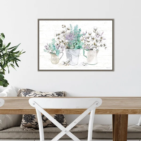 Amanti Art Farmhouse Cotton I Framed Canvas Print - Grey, 23x16