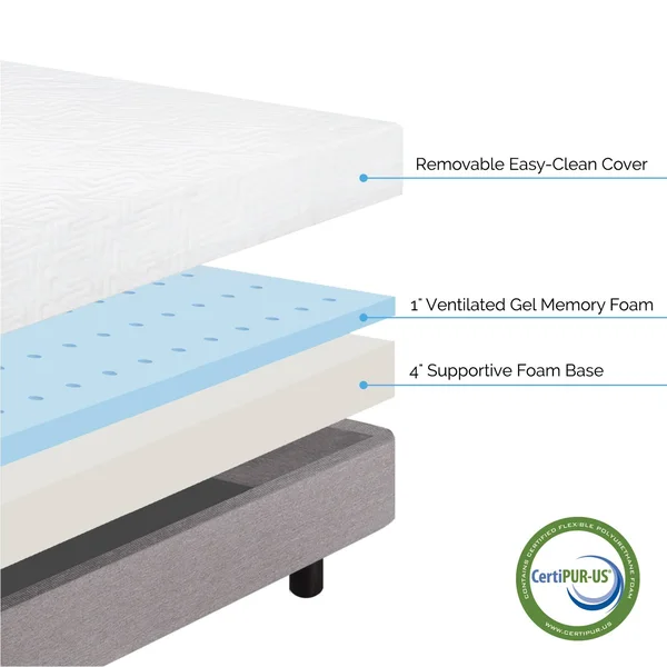 Lucid 5 inch Gel Memory Foam Mattress, California King