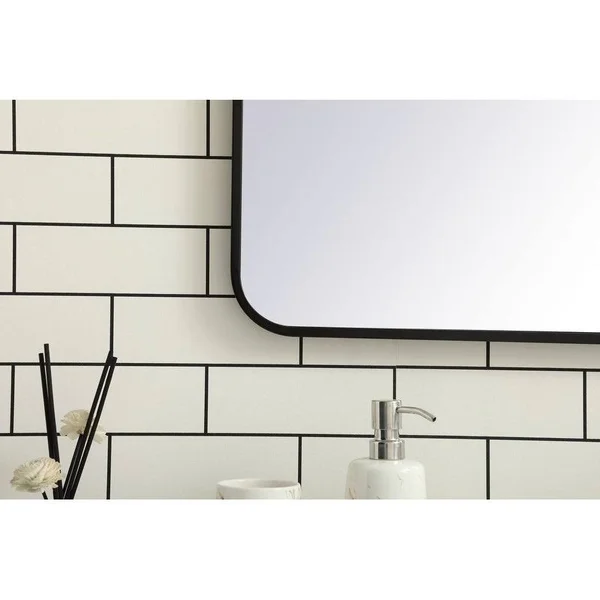 Ezra Soft Corner Metal Rectangular Mirror - Blue - 36x22 x 40x22