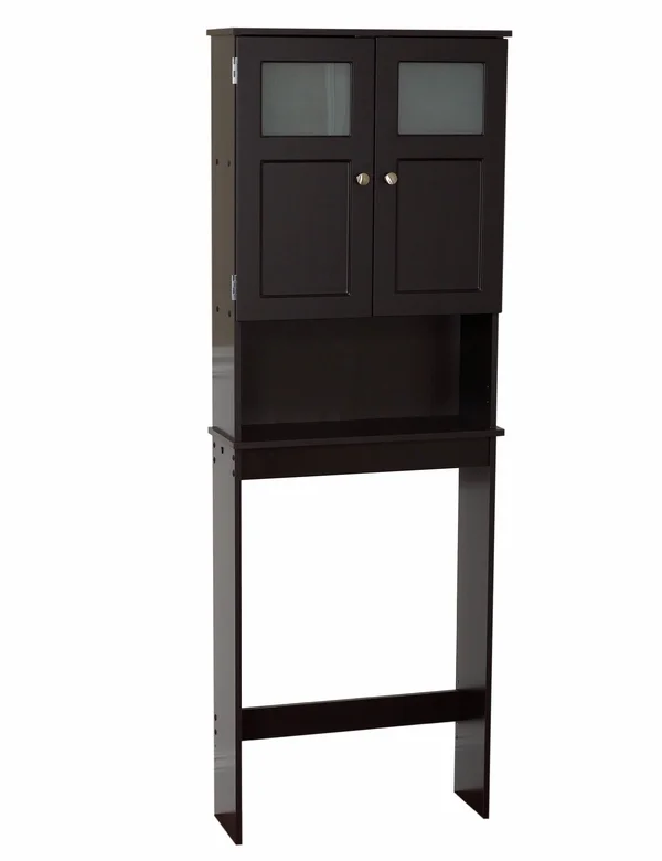 Zenna Home Over-the-Toilet Bathroom Spacesaver with Glass Windows, Espresso