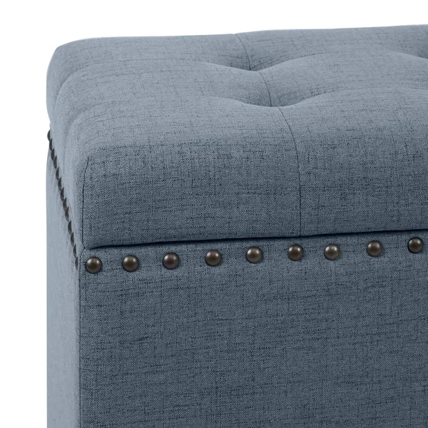 Penelope Nail Head Storage Bench Light Gray - Silverwood
