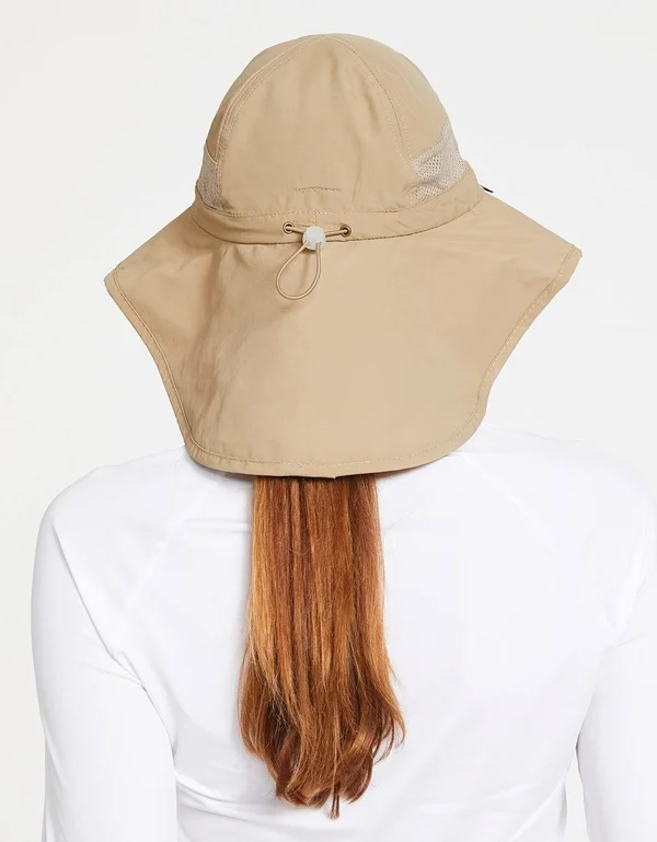 Women's Adventure Sun Hat UPF 50+, Women's Legionnaire Style Hat Camo, Khaki Underbrim