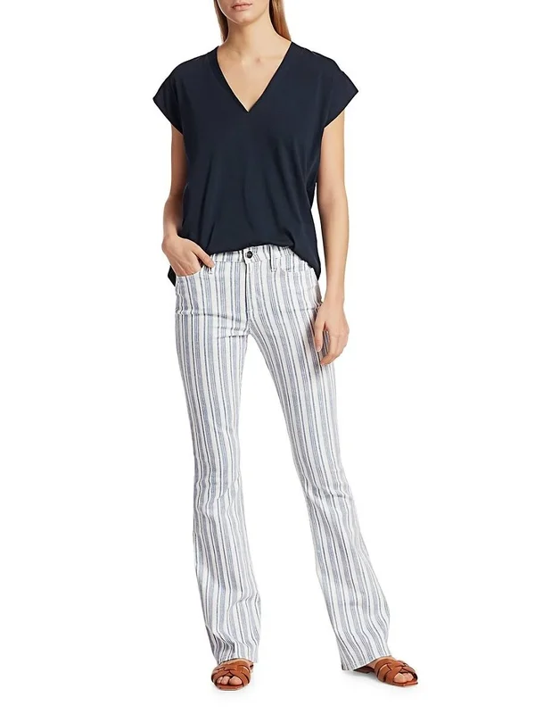 Frame Le Mid Rise V-Neck Tee Blanc