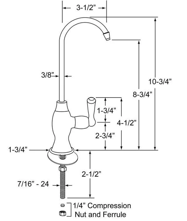 Westbrass Classic 10x22 Cold Water Dispenser Polished Brass D2033-NL-01