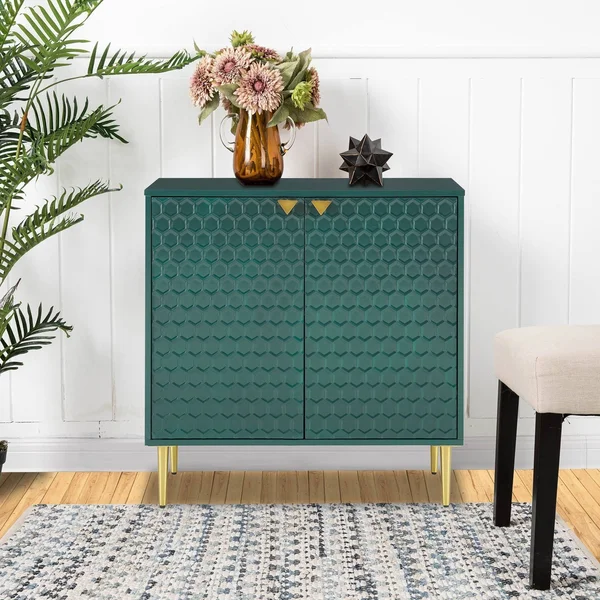 Celipu Hexagonal Pattern 2-Door Apothecary Accent Cabinet - White