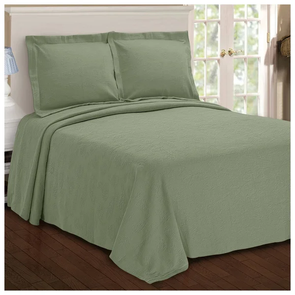Superior 100 Percent Cotton Paisley Matelasse Twin Bedspread - Sage