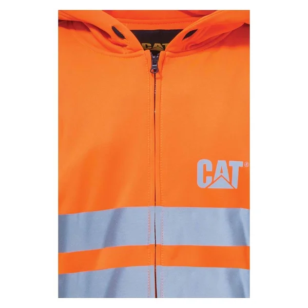 Cat Hi-Vis Full Zip Lined Sweatshirt - Men's Hi-Vis Orange