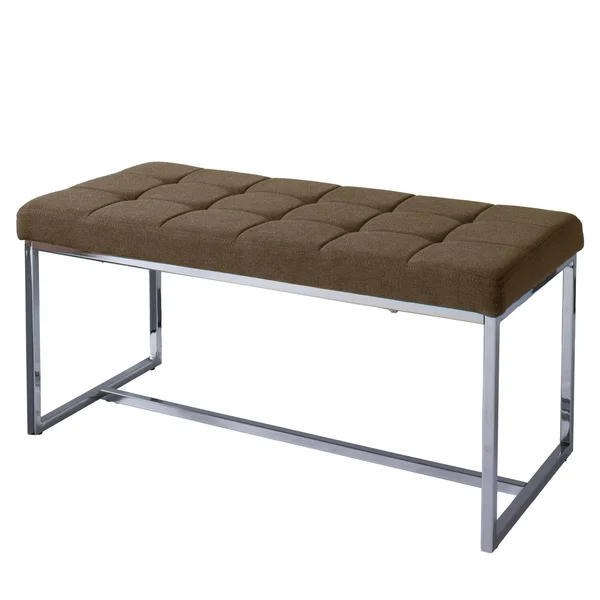 CorLiving Modern Fabric Wide Bench with Chrome Base, Brown