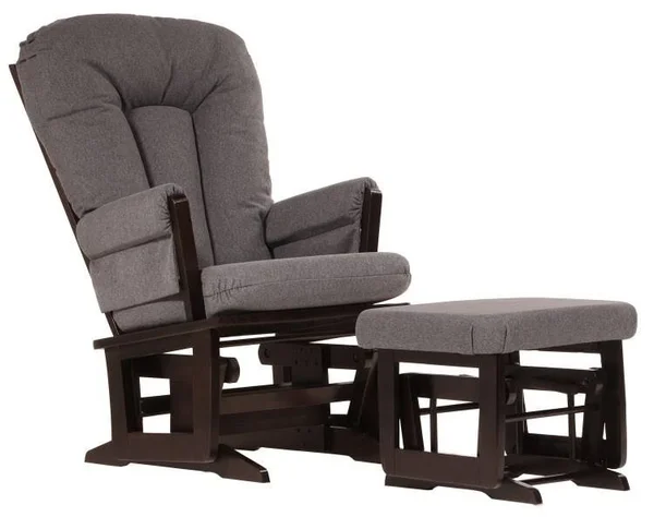 Dutailier Modern Glider and Ottoman - Espresso with Charcoal