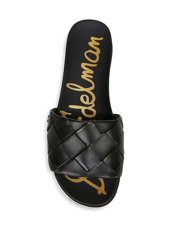 Sam Edelman Women's Adaley Leather Slides - Black - Size 8.5 Sandals