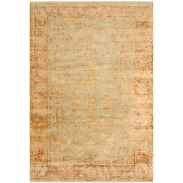 Safavieh Hand-Knotted Oushak Soft Green/ Rust Wool Rug - 3& x 10&