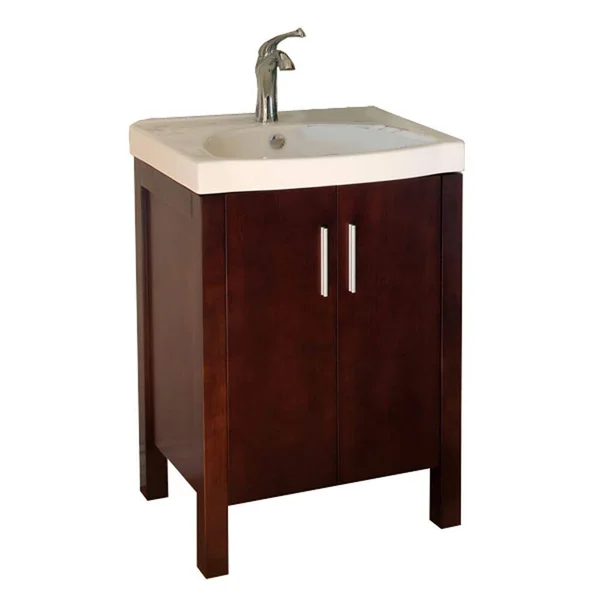 Bellaterra Home 24-in Walnut Single Sink Bathroom Vanity with Vitreous China Vitreous China Top in Brown, 804381