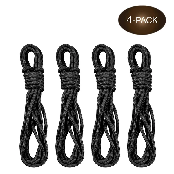3/8x22 x 20& Double-Braided Nylon Dock Line, Black - 4 Pack