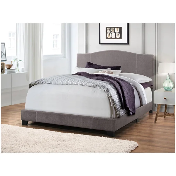 Accentrics Home All-in-One Modified Camel Back Upholstered Bed - Queen