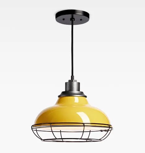 Carson 12x22 Cord Pendant with Cage - Honey Yellow - Lighting - Ceiling - Rejuvenation A1910