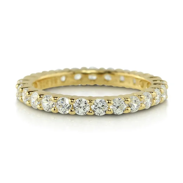 BERRICLE Gold Flashed Sterling Silver Cubic Zirconia CZ Anniversary Wedding Eternity Band Ring Size 5 - Holiday Gift